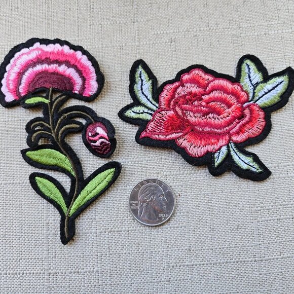 Iron On Patches Embroidery Floral Multi Colot Applique Patches Lot of 2 - Picture 6 of 8